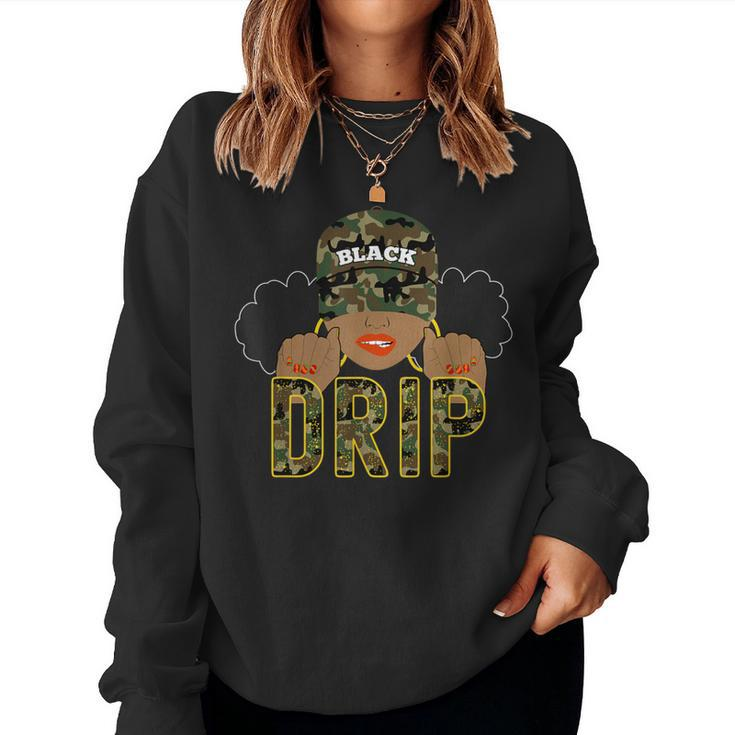 Drip Black Woman Love To Shop Camo Women Sweatshirt