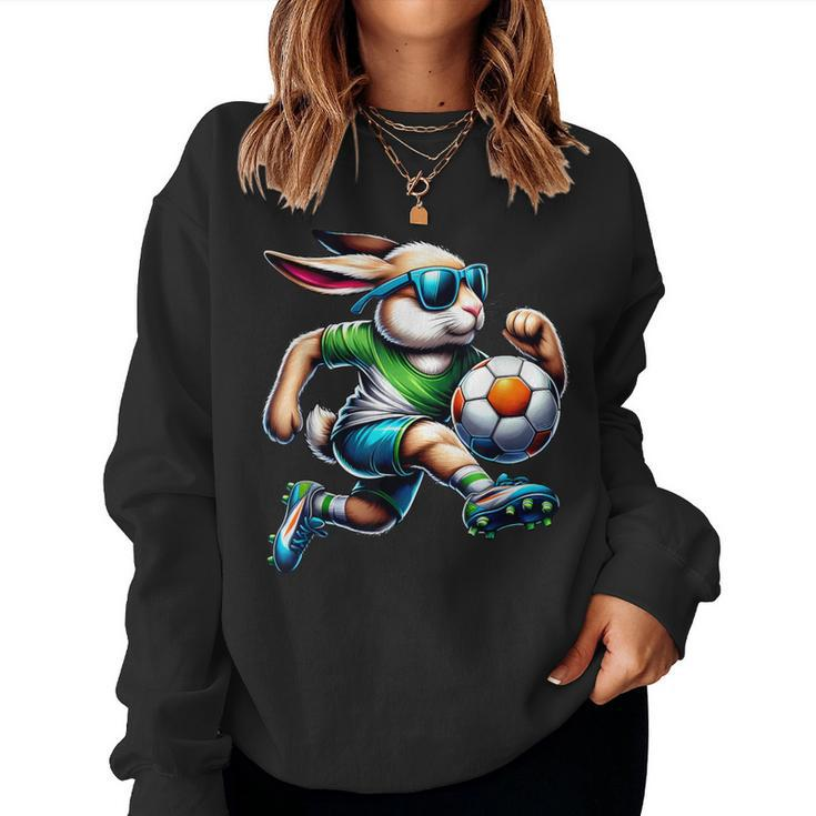 Easter Bunny Soccer Player Rabbit Egg Boys Girls Women Sweatshirt