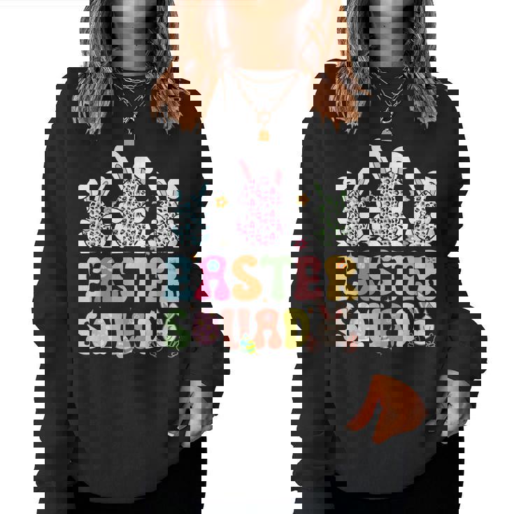 Easter Squad Bunny Rabbit Egg Groovy Cousin Crew Easter Day Women Sweatshirt