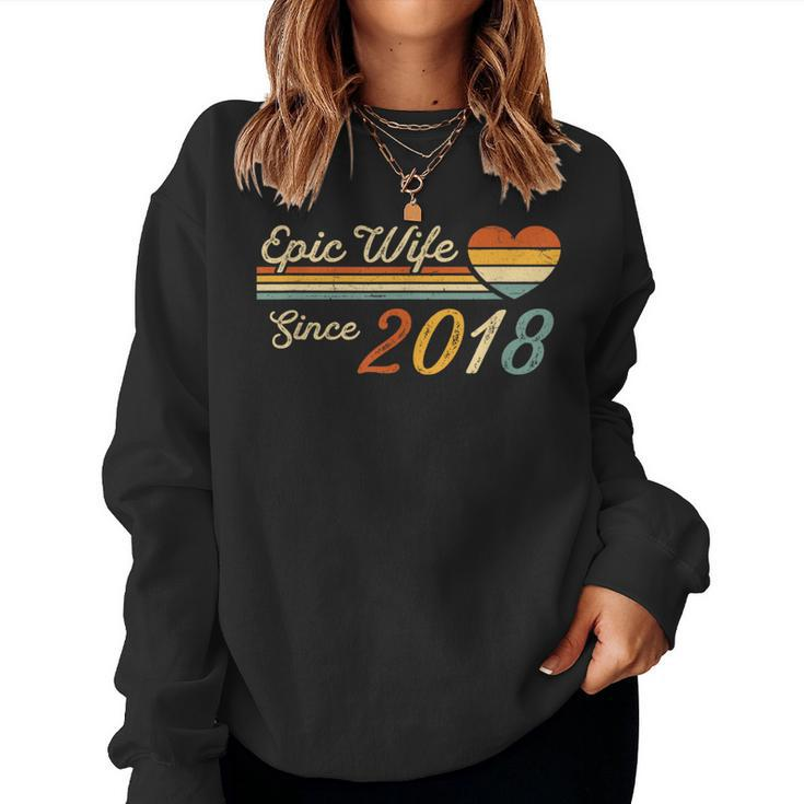 Epic Wife Since 2018 Vintage Wedding Anniversary Women Sweatshirt
