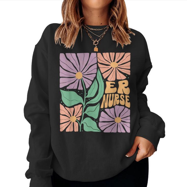 Er Flower Emergency Room Nurse Spring Er Team Er Tech Women Sweatshirt