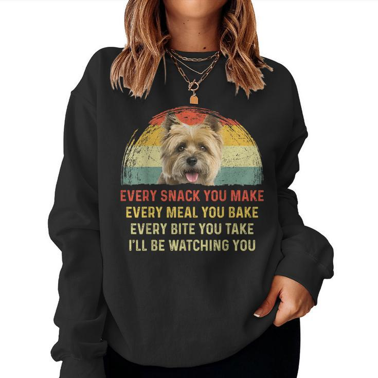 Every Snack You Make Cairn Terrier Dog Mom Dog Dad Retro Women Sweatshirt