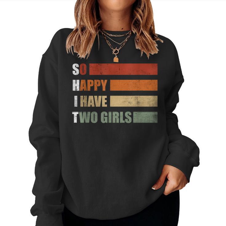 Father Of 2 Daughters Retro Papaon Zwei Girls' Sweatshirt Frauen