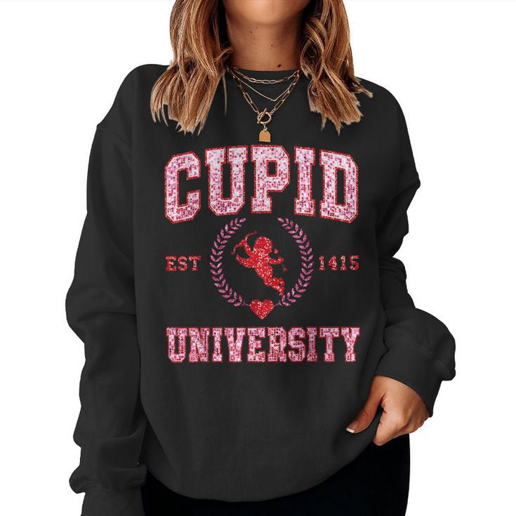 Faux Sequin Cupid University Happy Valentine’S Day Boy Girl Women Sweatshirt