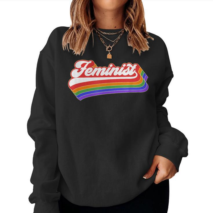 Feminist T Retro Vintage Rainbow 70'S Feminism Women Sweatshirt