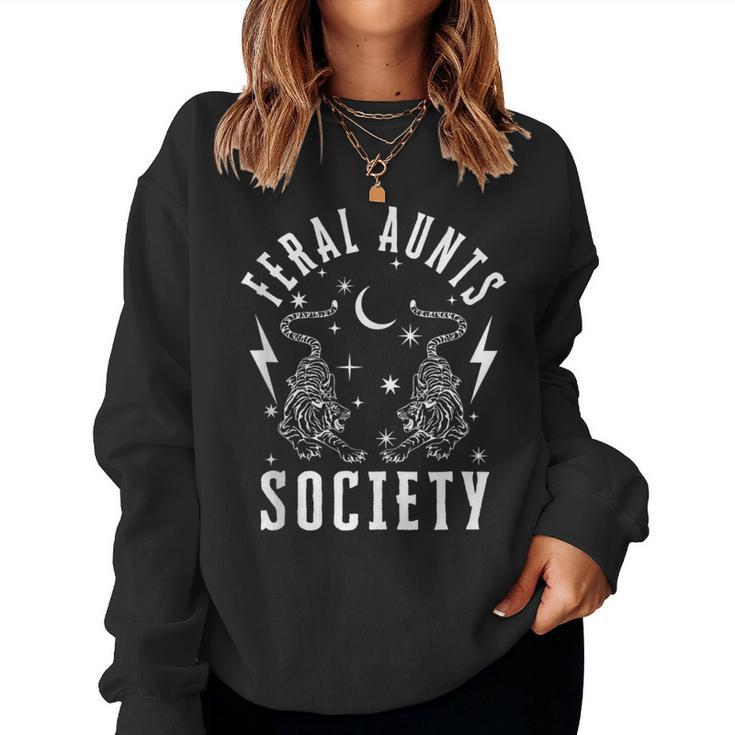 Feral Aunts Society Tiger And Lightning New Aunt Cool Auntie Women Sweatshirt