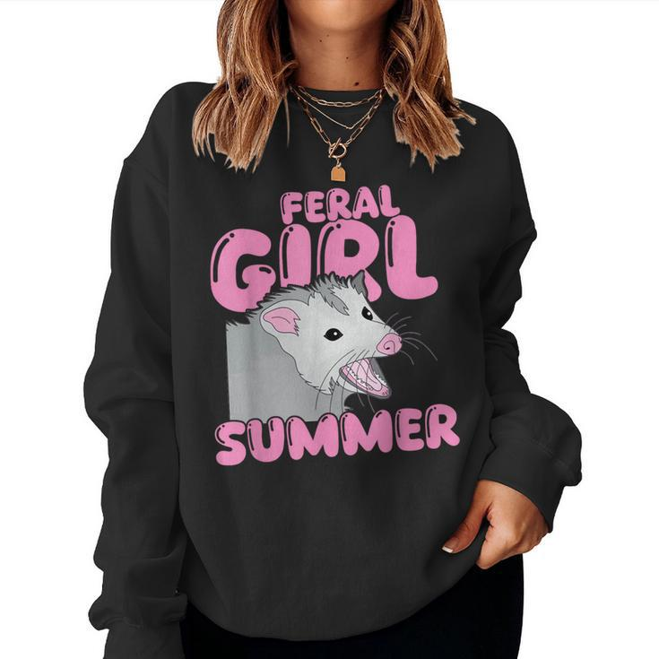 Feral Girl Summer Meme Possum Women Sweatshirt