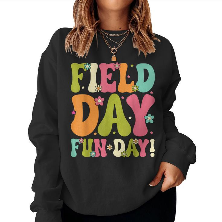 Field Day Fun Day Last Day Of School Groovy Teacher Student Women Sweatshirt