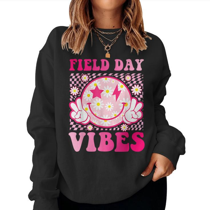 Field Day Vibes Fun Day Field Trip Groovy Teacher Student Women Sweatshirt