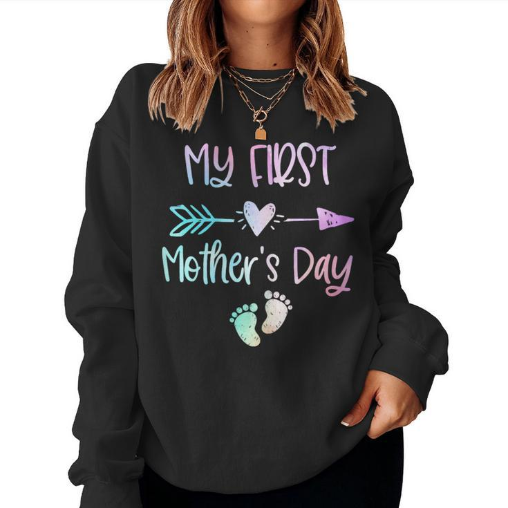 My First Mother's Day For New Mom Mother Pregnancy Tie Dye Women Sweatshirt
