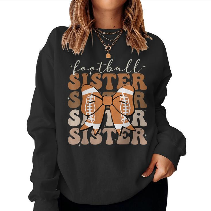 Football Sister Vintage Sport Lover Sister Mothers Da Women Sweatshirt