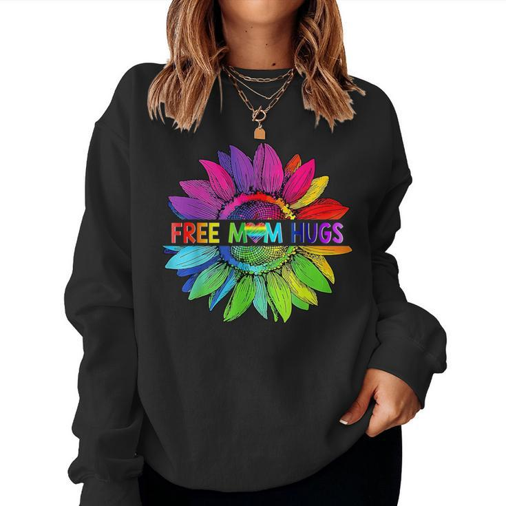 Free Mom Hugs Lgbt Pride Mom Daisy Rainbow Flower Mother Day Women Sweatshirt