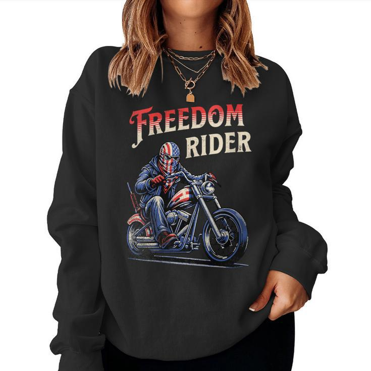 Freedom Rider Motorcycle American Flag Patriotic Usa Women Sweatshirt