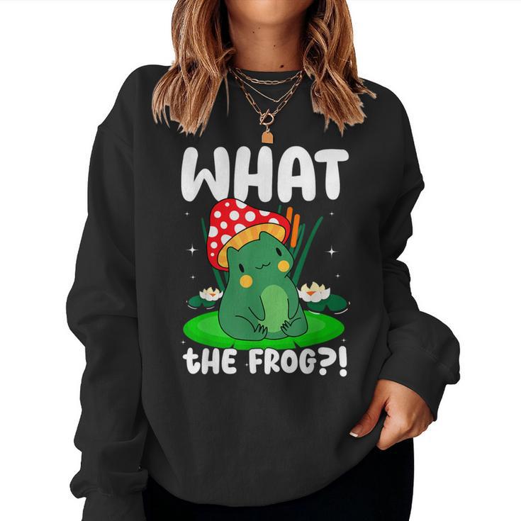 What The Frog Aesthetic Mushroom Frog Women Sweatshirt