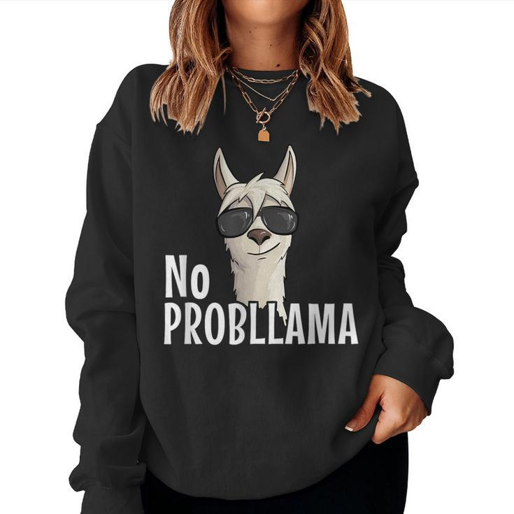 Funky Hipster Llama With Sunglasses No Prob-Llama Women Sweatshirt
