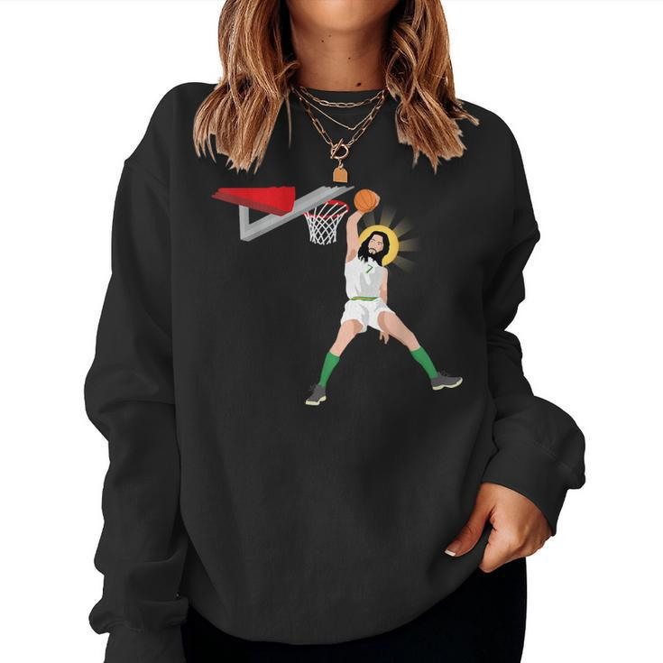 Basketball Jesus Christian Humor Slam Dunk Women Sweatshirt
