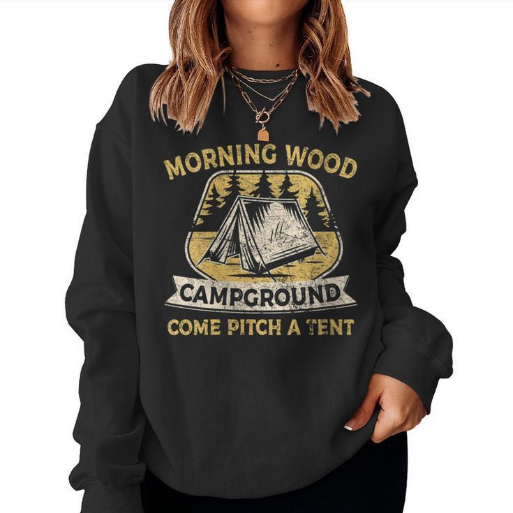 Camping Tent Morning Woods Campground Camping Women Sweatshirt