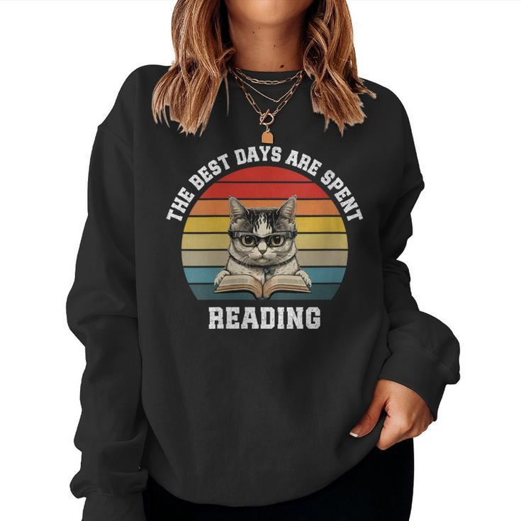 Cat Reading Quote Vintage Reading Lovers' Idea Women Sweatshirt