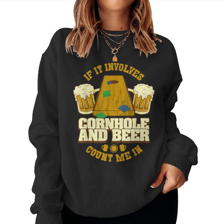 Cornhole Vintage Beer Corn Hole Game Player Cornholer Women Sweatshirt