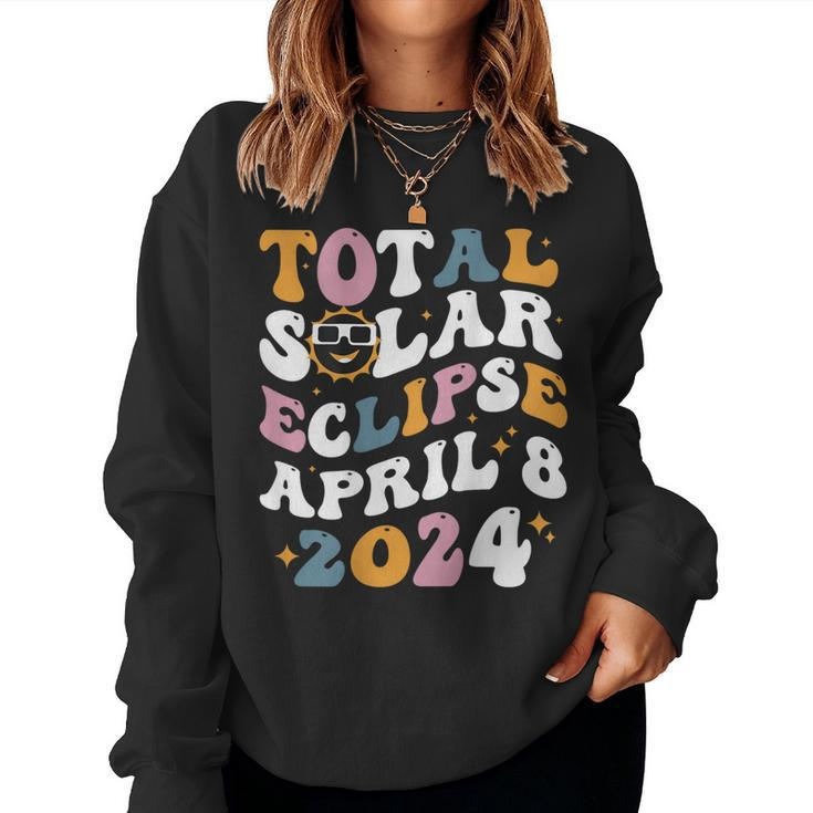 Groovy Total Solar Eclipse 2024 Cute Solar Eclipse Women Sweatshirt