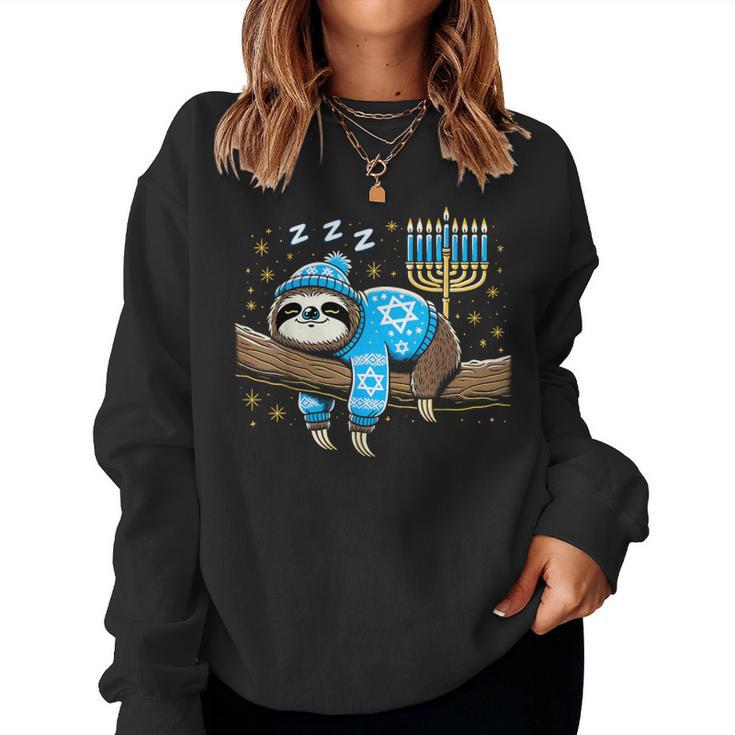 Hanukkah Sloth Jewish Chanukah Sleeping Hanukkah Pjs Women Sweatshirt