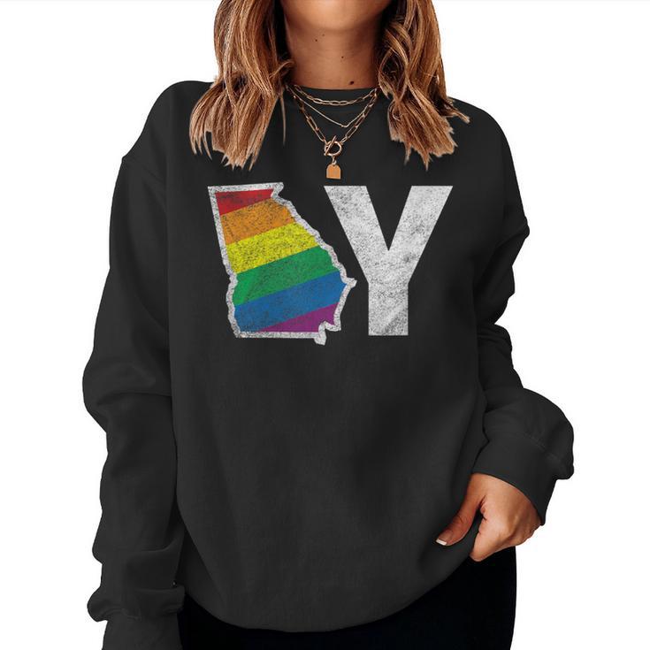 Lgbt Georgia Gay Distressed Rainbow Flag Present Women Sweatshirt