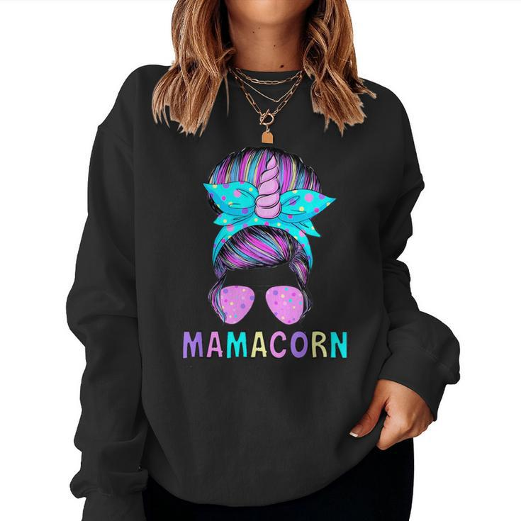 Mamacorn Unicorn Messy Bun Mom Mother's Day Girl Women Women Sweatshirt