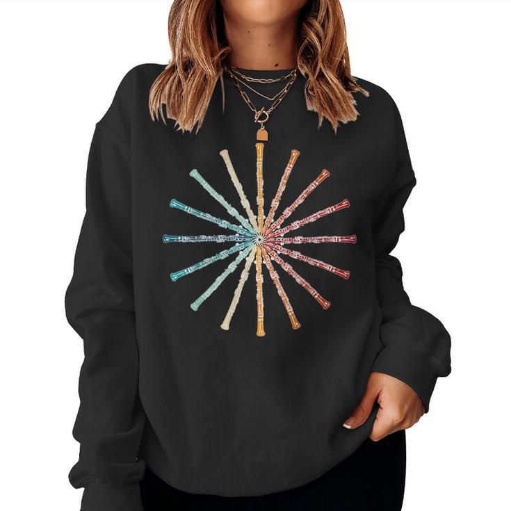 Oboe Retro Rainbow Oboe Player Orchestra Band Women Sweatshirt