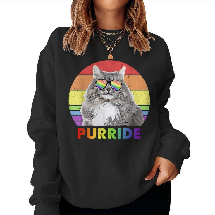 Siberian Cat Rainbow Gay Pride Lgbtq Women Sweatshirt