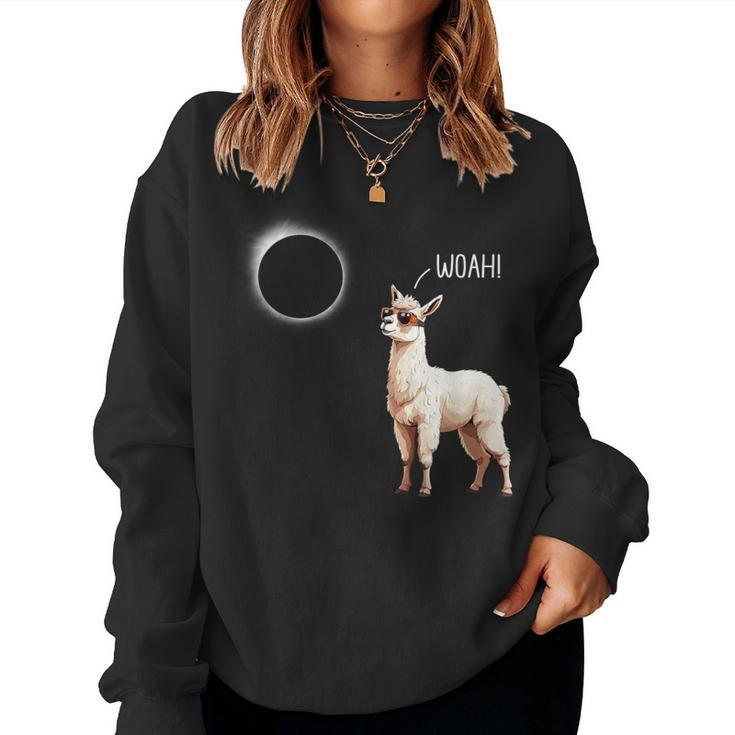 Total Solar Eclipse 2024 Llama Woah Men Women Sweatshirt
