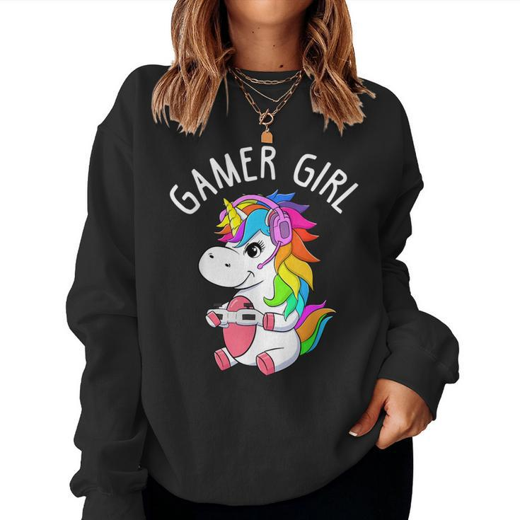 Gamer Girl Gaming Unicorn Cute Video Game Girls Women Sweatshirt