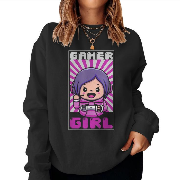 Gamer Girl Playing Video Games Anime Gaming Women Sweatshirt