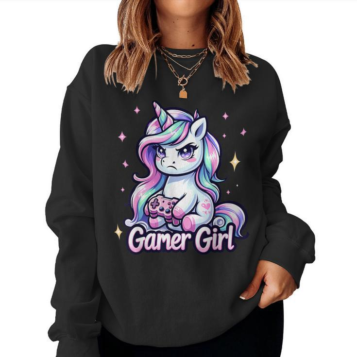 Gamer Girl Unicorn Cute Gamer Unicorn Girls Women Women Sweatshirt