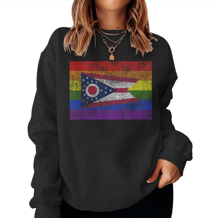 Gay Ohio Rainbow Flag For Lesbian Gay Pride Women Sweatshirt