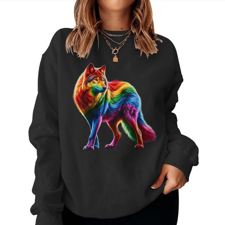 Gay Wolf Pride Lgbtq Rainbow Women Sweatshirt