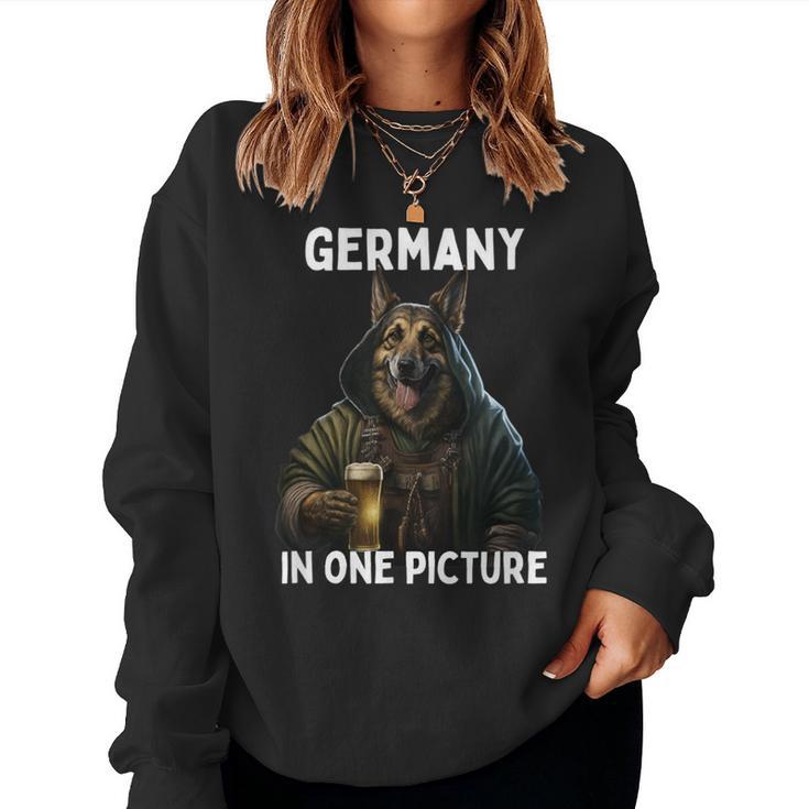 Germany In One Picture German Shepherd Drinking Beer Women Sweatshirt