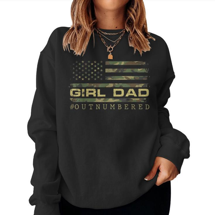 Girl Dad Outnumbered Us Flag Fathers Day From Wife Daughter Women Sweatshirt