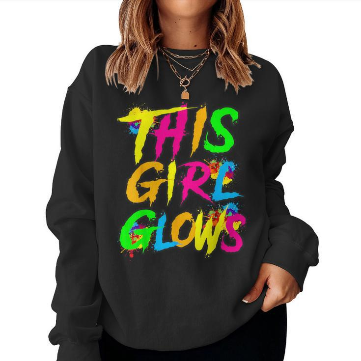 This Girl Glows Cute Girls Tie Dye Party Team Women Sweatshirt
