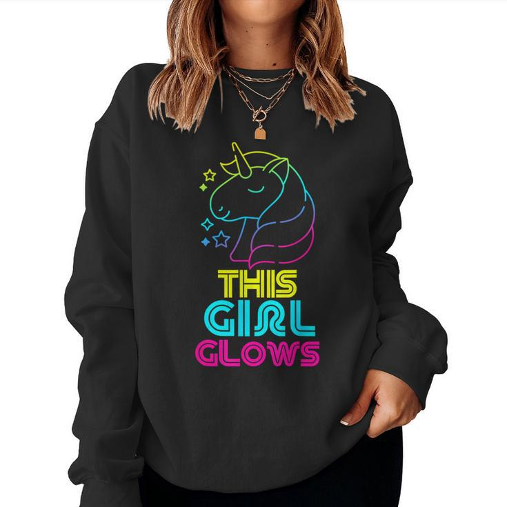 This Girl Glows Cute Girls Tie Dye Party Team Women Sweatshirt