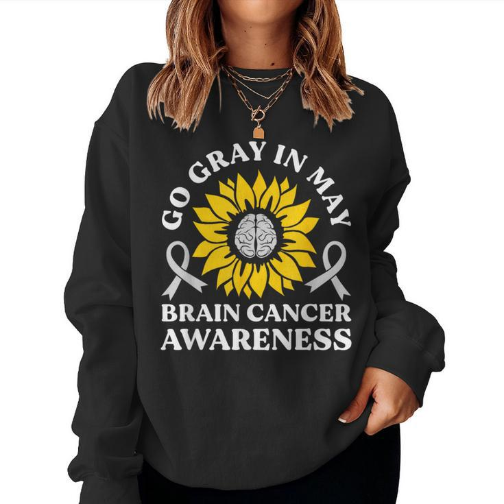 Go Gray In May Brain Cancer Awareness Sunflower Women Sweatshirt