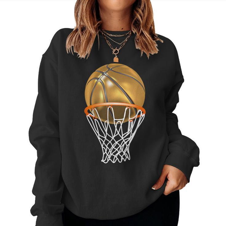 Gold Basketball Trophy Mvp Graphic For Boys Women Sweatshirt