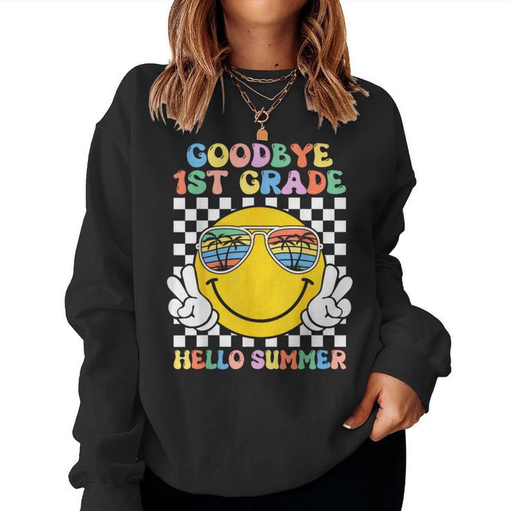 Goodbye 1St Grade Hello Summer Groovy First Grade Graduation Women Sweatshirt