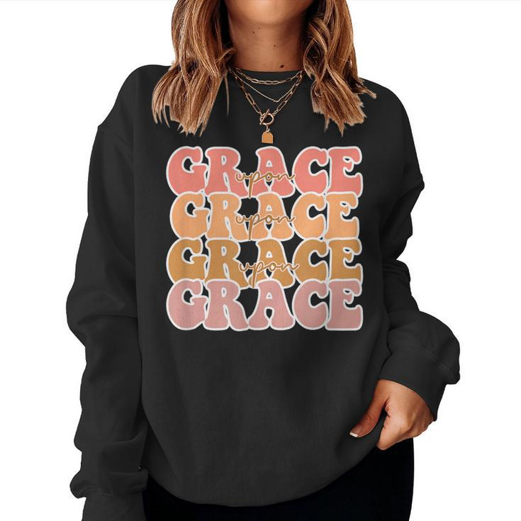 Grace Upon Retro Vintage Christian Faith Jesus God Lover Women Sweatshirt
