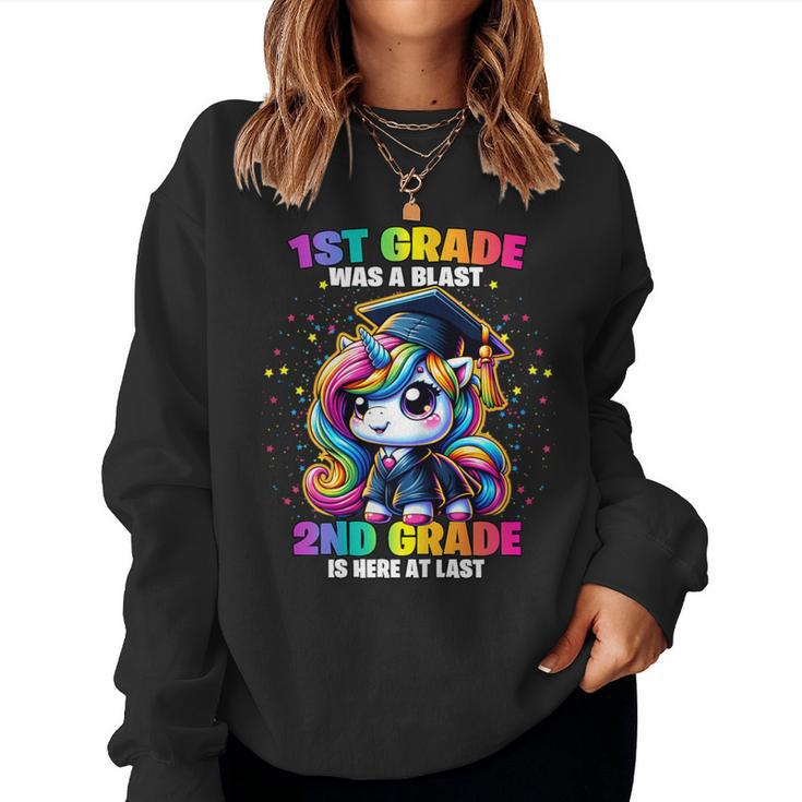 Graduation 1St Grade Was A Blast Unicorn Girls Grad Magical Women Sweatshirt