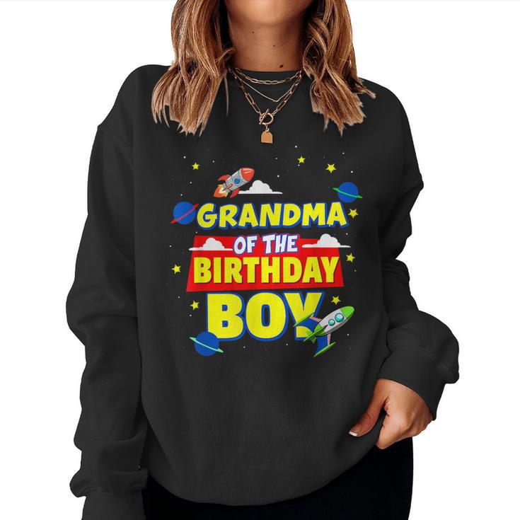 Grandma Of Birthday Astronaut Boy Outer Space Theme Party Women Sweatshirt