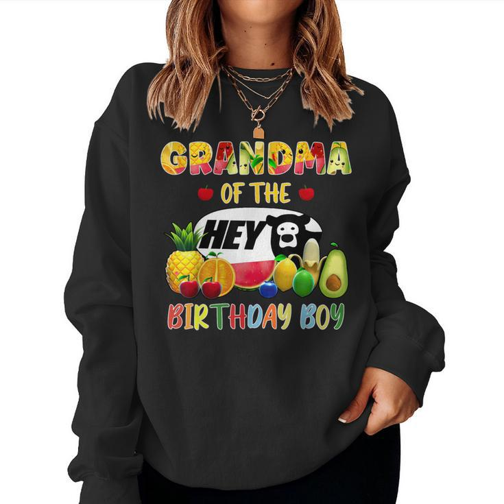 Grandma Of The Birthday Boy Family Fruit Hey Bear Birthday Women Sweatshirt