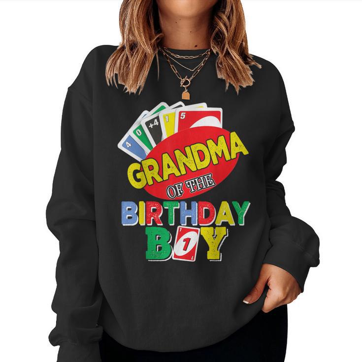 Grandma Of The Uno Birthday Boy Uno Birthday Boy Women Sweatshirt