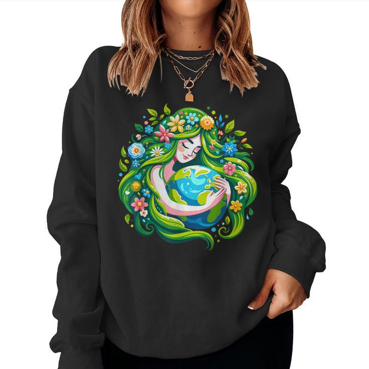 Green Goddess Earth Day Save Our Planet Girl Kid Women Sweatshirt