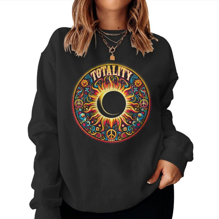 Groovy Hippy Total Solar Eclipse 2024 Totality Women Sweatshirt