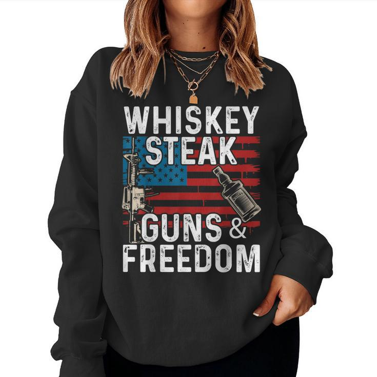 Guns Whiskey Steak Freedom Whiskey Bourbon Women Sweatshirt